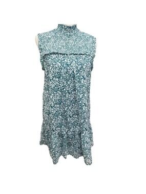 Avln Studio Women’s Teal & White Floral Smocked Dress Size S